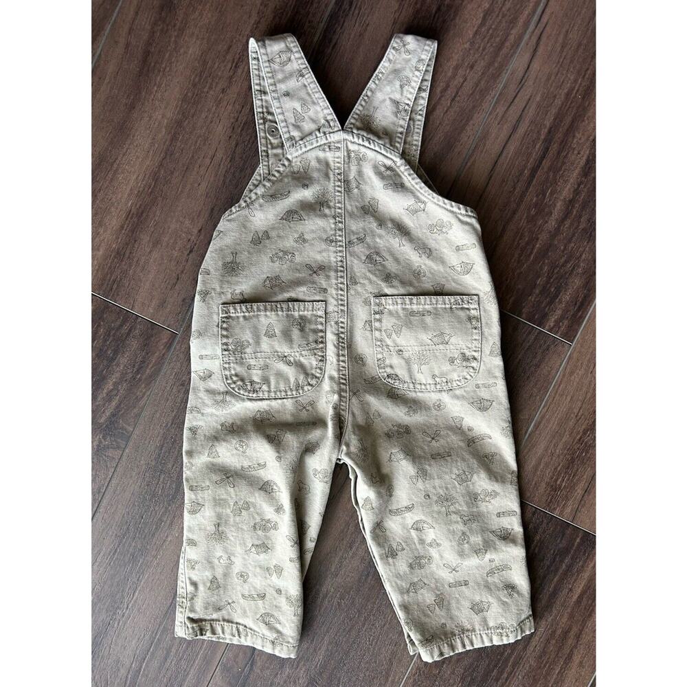 Carhartt Toddler Baby 18 Months Beige Happy Camper Bottom Snap Overalls - Picture 2 of 8